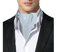 Remo Sartori Made in Italy Men's Solid Color Self Cravat Ascot Tie, 100% Silk (Powder blue)