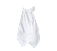 Remo Sartori Made in Italy Men's Solid Color Self Cravat Ascot Tie, 100% Silk (White)