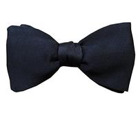 Remo Sartori Made in Italy Men's Solid Self Bow Tie for Wedding Suit Tuxedo, Silk (Black)
