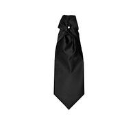Remo Sartori Made in Italy Men's Solid Wedding Pre-Tied Necktie Cravat Ascot Tie, Silk (Black)