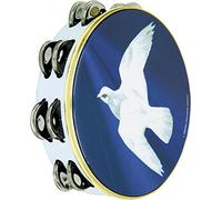 Remo Tambourine, 8" Diameter, 8 Pairs Jingles x 2 Rows, Religious Dove' Graphic