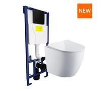 Remo Wall Hung Toilet & 1.1M Wall Hung Wc Frame - Black Flush Plate