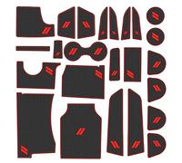 REMOCH Fits Dodge Charger Accessories 2021 2020 2019 2018-2015 Cup Holder Insert, Center Console Shifter Liner Trim Interior Door Pocket Mats (26pcs Set,Red Trim)
