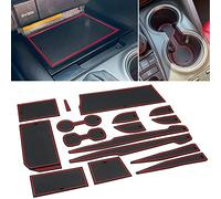REMOCH for Toyota Camry Accessories 2018 2019 2020 2021 2022 2023 2024 Custom Cup Holder Insert, Center Console Liner Organizer Door Pocket Mats Pad (Red Trim) - 16 Pcs Set