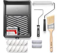 Remolika 8-Piece Paint Roller Kit - Made in Italy - Premium Paint Brush, Microfiber Roller Covers, Wall Painting Roller Naps, Roller Frames, and Paint Tray, for Professionals or Homeowners