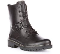 Remonte D0Bt78-01 Lightweight Heel Fleece Buckle Zip Womens Boot Black UK 4 - 8