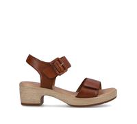 Remonte D0N52 tan leather sandals with chunky heel and twin adjustable straps