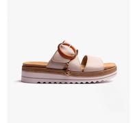 Remonte D0Q51 leather sliders with a comfy wedge heel. (Beige, UK Footwear Size System, Adult, Women, Numeric, Medium, 4)