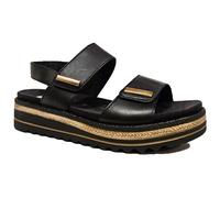 Remonte D0Q59-00 Black Leather Women's Adjustable Flatform Sandals