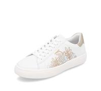 Remonte D2J00-81 Ladies Wide White Leather Zip & Lace Trainers