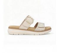 Remonte D2K57 Womens Faux Leather Touch Fasten White/Gold Cross Strap Sandals