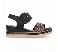 Remonte D2L53 Womens Leather Buckle Lightweight Black Wedge Sandals