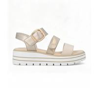 Remonte D3N50 Womens Leather Touch Fasten, Buckle Beige Ankle Strap Sandals