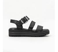 Remonte D3N50-00 Bibar Flatform Black leather Womens Wedge Sandals in a Plain Leather in Size 40