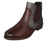 Remonte Ladies Low Heel Elasticated Casual Chelsea Boots D0F70-25 - Brown Combination Leather - UK Size 5 - EU Size 38 - US Size 7