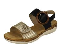 Remonte Women's R6853 Sandal, Beige Gold Black 02, 6 UK
