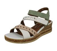 Remonte D3064-80 Boudash White Mint Womens Wedge Sandals in a Plain Leather and Man-made in Size 40