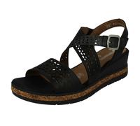 Remonte D3069-02 Boudash Black Leather Womens Wedge Sandals in a Plain Leather in Size 39