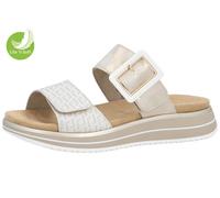 Remonte Leather Slip On Sandals Pantolette Beige Gold D1J61