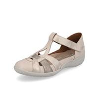 Remonte R7601 closed toe leather T-bar sandals with full back (Beige, uk_footwear_size_system, adult, women, numeric, medium, numeric_6_point_5)