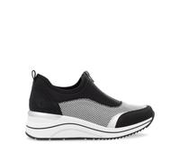 Remonte Wedge heel black and white trainers with zip front