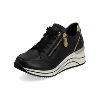 Remonte D0T03-01 Ranzip Wedge Black leather Womens trainers in a Plain Leather in Size 36