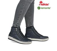 Remonte Womens Blue Leather Water Repellent Casual Ankle Boots Shoes D0772-15