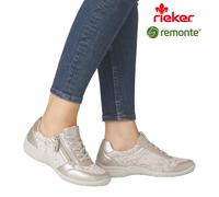 Remonte Womens Extra Wide Casual Shoes Metallic Natural Side Zip Ladies R7637
