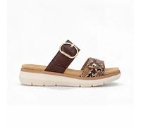 Remonte Womens Faux Leather Touch Fasten Lite n Soft Brown Cross Strap Sandals