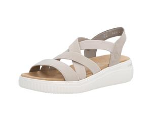 Remonte Womens Lightweight Wedge Sandals Beige White Wide Fit (H) D3L52 UK 3 - 8