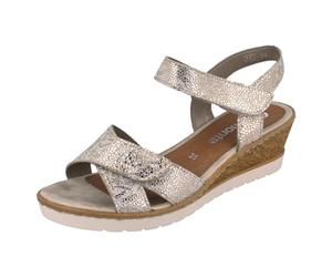 Remonte Women's R6252 Wedge Sandals, White Gold 91, 42 EU