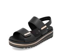 Remonte D0Q59-00 Black Leather Women's Adjustable Flatform Sandals