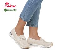 Remonte Womens White Beige Leather Slip On Low Wedge Ladies Platform Shoe R6711