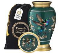 Remoria Hummingbird Green Urn for Ashes for Women & Men - Large Decorative Cremation Urns for Human Ashes Adult Female & Male, Ideal for Funeral and Memorial