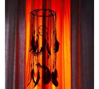 Remorlet Gothic Halloween Black Bat Dream Catcher Spooky Feather & Bead Hanging Decoration for Halloween Party, Halloween Home Decor