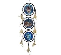 Remorlet Wolf Dream Catcher For Kids Bedroom Wall Decor, Christmas Home Decoration, Room Accessory, Feather Decoration - Unique Home Craft Wall Pendant (DC01 6Inch Wolves)