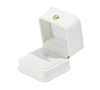 Remorui 1 Pc Faux Leather Jewelry Ring Box Portable Velvet Lined Earring Ring Storage Case Jewelry Display Organizer White