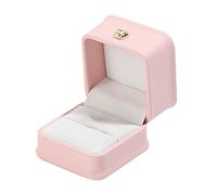 Remorui 1 Pc Faux Leather Jewelry Ring Box Portable Velvet Lined Earring Ring Storage Case Jewelry Display Organizer Pink