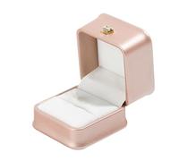 Remorui 1 Pc Faux Leather Jewelry Ring Box Portable Velvet Lined Earring Ring Storage Case Jewelry Display Organizer Golden