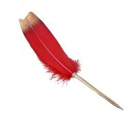 Remorui 1 Pc Vintage Feather Dip Ink Pen Copper Feather Quill Pen Elegant Gift Wedding Signature Pen Calligraphy Pen Red
