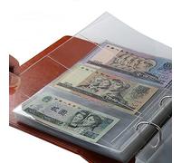Remorui 10 Sheets 3-Pocket Clear Paper Bill Holder Stamp Coin Collector Loose Leaf Sheet Collecting Album Page Random
