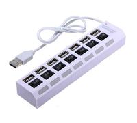 Remorui 7-Port USB 2.0 HUB Multi Port USB Splitter High Speed Adapter ON/OFF Switch for Laptop, PC, Computer, Mobile HDD, Flash Drive White