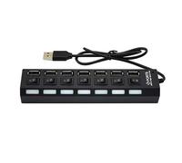 Remorui 7-Port USB 2.0 HUB Multi Port USB Splitter High Speed Adapter ON/OFF Switch for Laptop, PC, Computer, Mobile HDD, Flash Drive Black