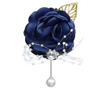 Remorui Artificial Flower Corsage Rose Wrist Corsage Boutonniere Elegant Wedding Flower Accessories Wrist Flower Corsage Royal Blue Corsage