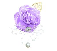 Remorui Artificial Flower Corsage Rose Wrist Corsage Boutonniere Elegant Wedding Flower Accessories Wrist Flower Corsage Light Purple Corsage