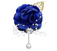 Remorui Artificial Flower Corsage Rose Wrist Corsage Boutonniere Elegant Wedding Flower Accessories Wrist Flower Corsage Navy Blue Corsage