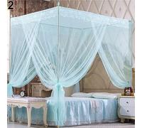 Remorui Romantic Princess Lace Canopy Mosquito Net No Frame 4-Corners Post Bed Canopy for Twin Full Queen King Bed Blue Full