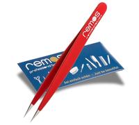 REMOS Splinter Tweezers with Extra fine tip Stainless Steel 9.5 cm - Red