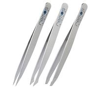 REMOS Tweezer Set 3-piece with Eyebrow, Splinter & Combination Tweezers in Satin