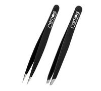 REMOS Tweezers Set 2-Piece with Eyebrow & Splinter Tweezers in Dark Blue